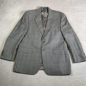 Lauren Ralph Lauren Houndstooth‎ Blazer Mens 42R Gray Wool Silk Blend Sport Coat